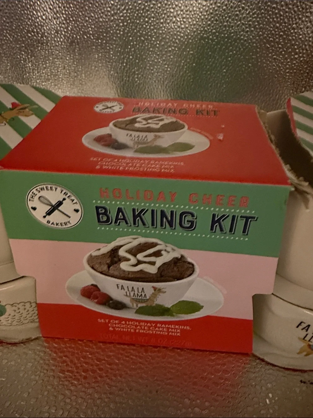 Holiday Cheer Baking Kit 4 Festive Ramekins for making treats in one bowl